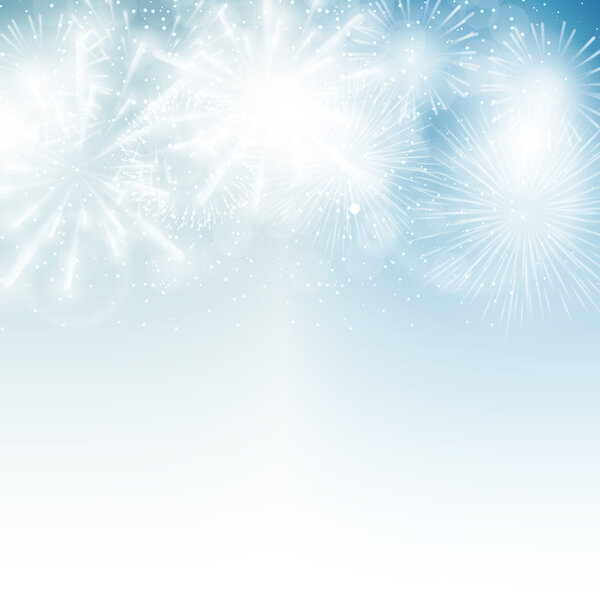 Векторная иллюстрация фейерверков, салют на тёмном фоне
