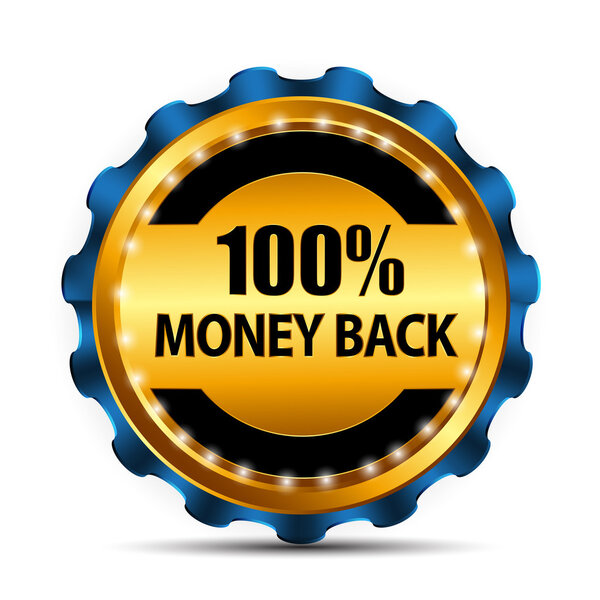 Возврат векторных денег гарантия золотой знак, этикетка
