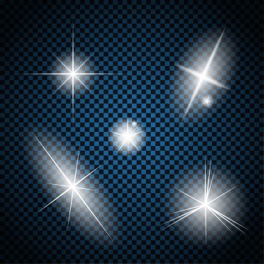 Sparkles vektör çizim ile parlayan ışık yıldız kümesi