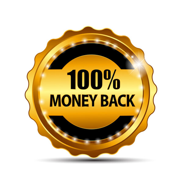 Возврат векторных денег гарантия золотой знак, этикетка
