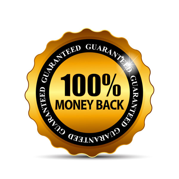 Возврат векторных денег гарантия золотой знак, этикетка
