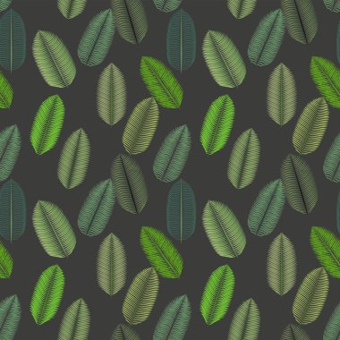 Palmiye yaprağı. Seamless modeli. Vektör çizim.