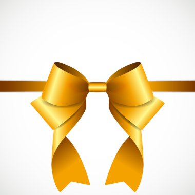 Hediye kartı ile altın şerit ve yay. Vektör çizim