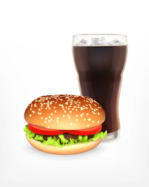 Hamburger with cola — Stock Vector