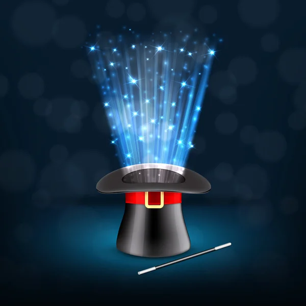 Iluzionista klobouk s magická záře — Stockový vektor