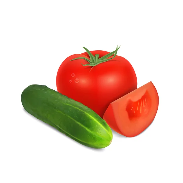 Tomato and cucumber — Stock Vector