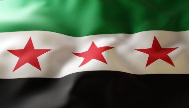 Suriye bayrağı. Yakın plan. 3d oluşturma