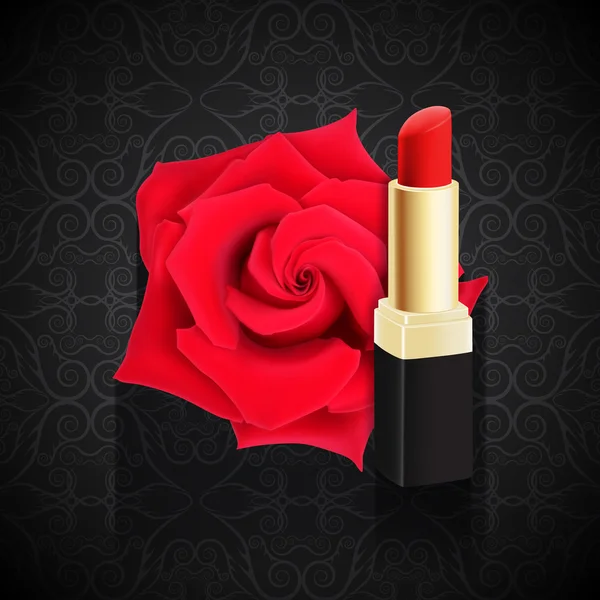 Rose met rode lippenstift — Stockvector