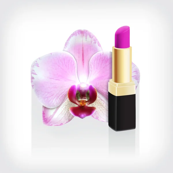 Orchid with pink lipstick — Stock Vector