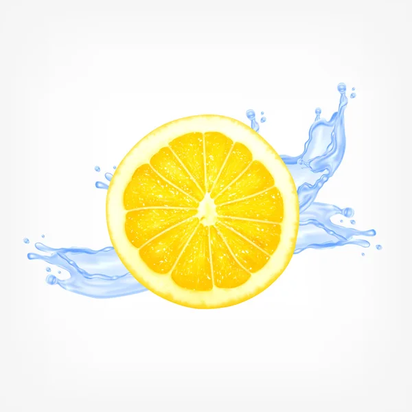 Rebanada de limón con agua — Vector de stock