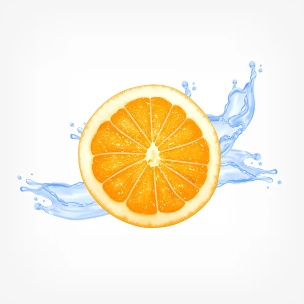 Orange skiva med vatten — Stock vektor