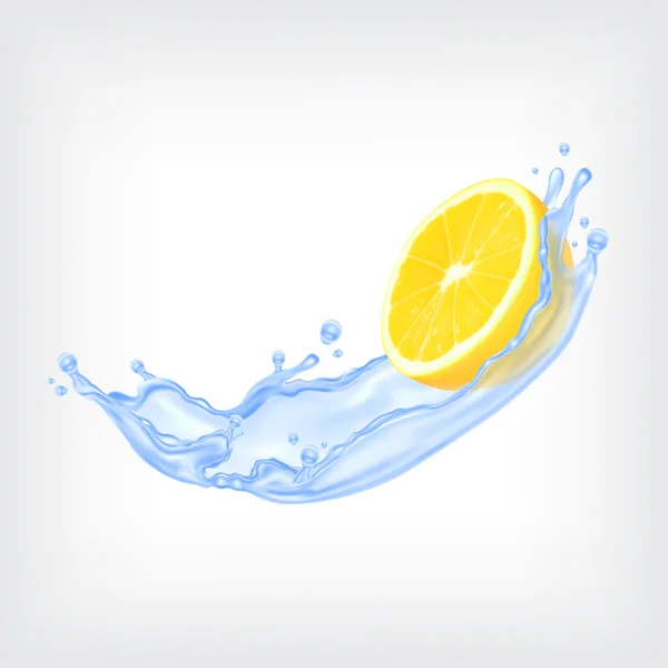 Lemon dengan air - Stok Vektor