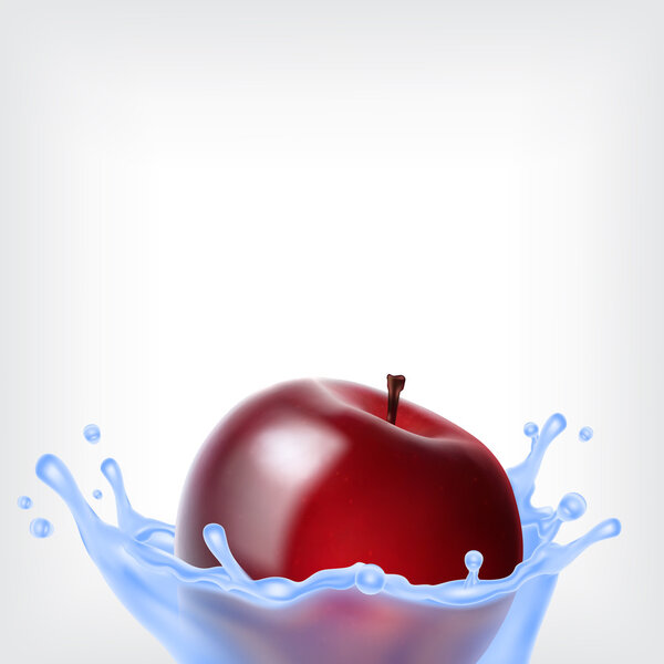 Red apple with water