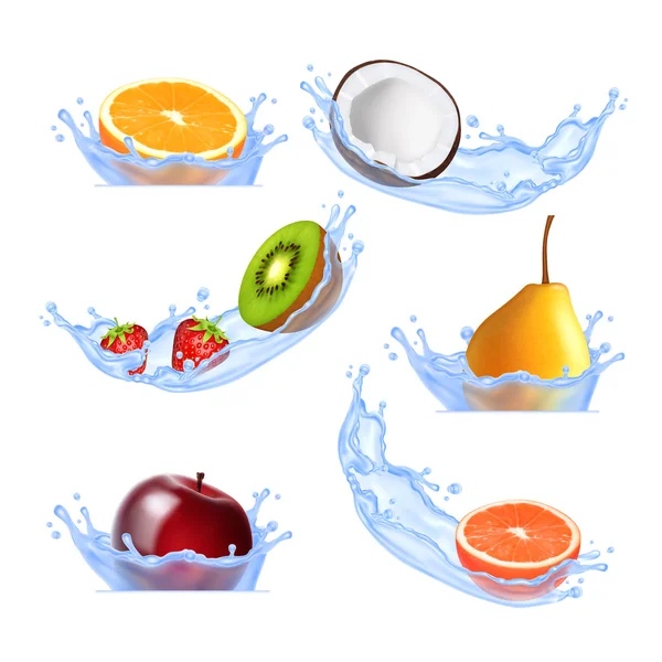 Fruit in spatten — Stockvector