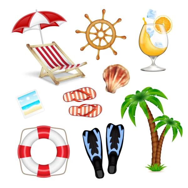 Iconos vacaciones de verano — Vector de stock