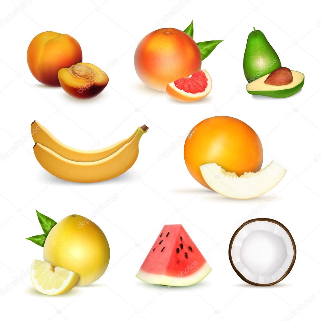 Set of realistic fruits