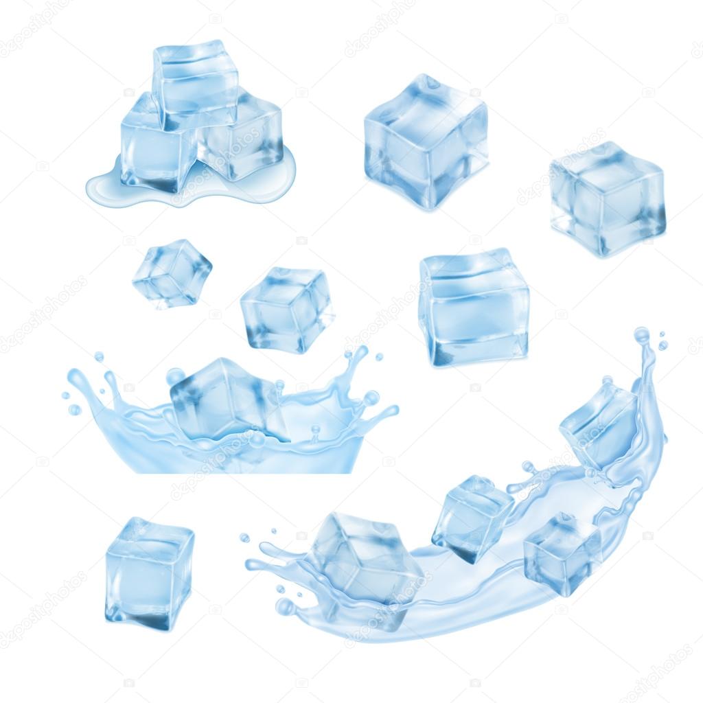 Ice cubes with water