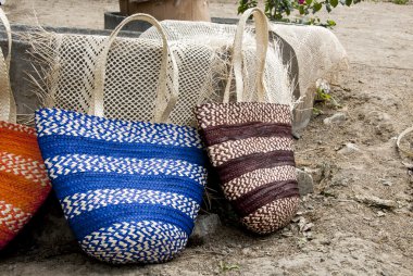 Fashion - Crochet handbags - Ecuador - street market clipart