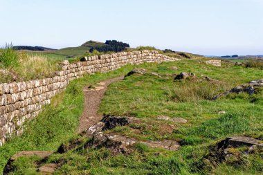 Hadrian Duvarı, Northumberland Ulusal Parkı, Northumberland, İngiltere, İngiltere - 17 Eylül 2020