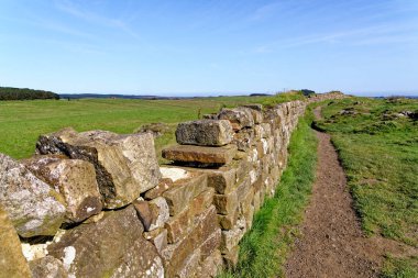 Hadrian Duvarı, Northumberland Ulusal Parkı, Northumberland, İngiltere, İngiltere - 17 Eylül 2020