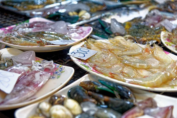 Fresh Seafood Plate Fishing Market Nang Thailand Southeast Asia — Stock Photo, Image