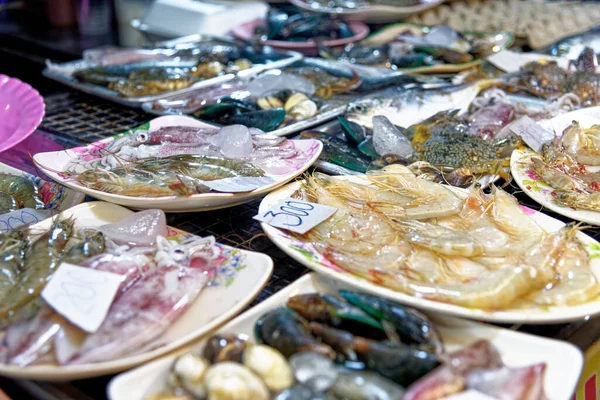 Fresh Seafood Plate Fishing Market Nang Thailand Southeast Asia — Stock Photo, Image
