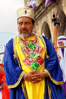 UNESCO Dünya Mirası Alanı Antigua, Guatemala 'da Kutsal Cuma Geçit Töreni (Semana Noel Baba) - 22 Nisan 2011