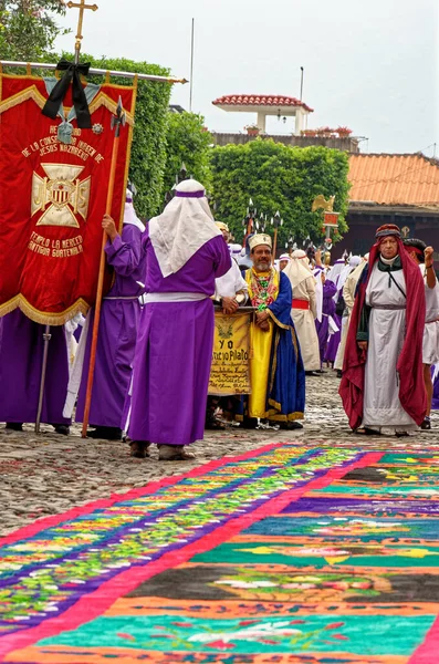 Procesión Del Viernes Santo Durante Semana Santa Antigua Guatemala Abril — Foto de Stock