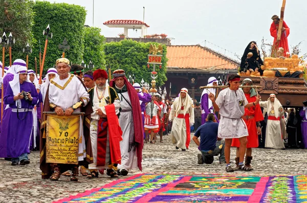 Procesión Del Viernes Santo Durante Semana Santa Antigua Guatemala Abril — Foto de Stock