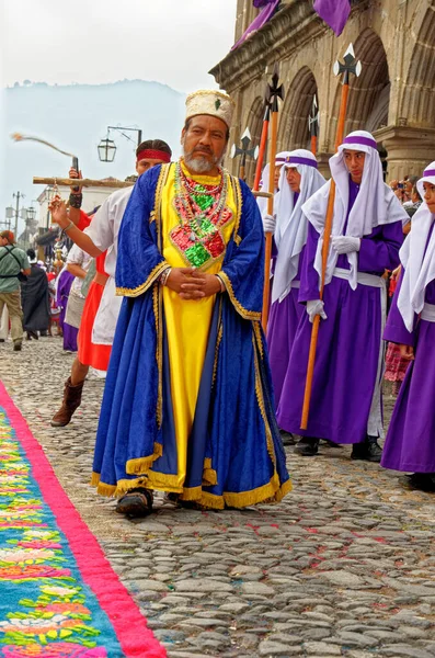 Procesión Del Viernes Santo Durante Semana Santa Antigua Guatemala Abril — Foto de Stock