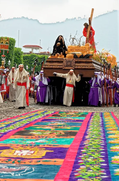 Procesión Del Viernes Santo Durante Semana Santa Antigua Guatemala Abril — Foto de Stock