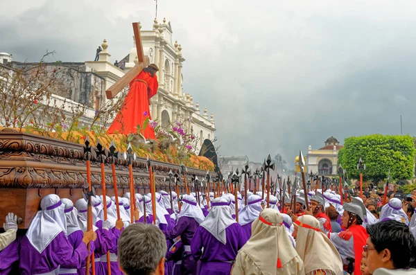 Wielki Piątek Procesja Podczas Wielkiego Tygodnia Semana Santa Liście Światowego — Zdjęcie stockowe