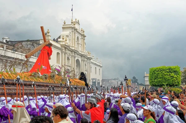 Procesión Del Viernes Santo Durante Semana Santa Antigua Guatemala Abril —  Fotos de Stock