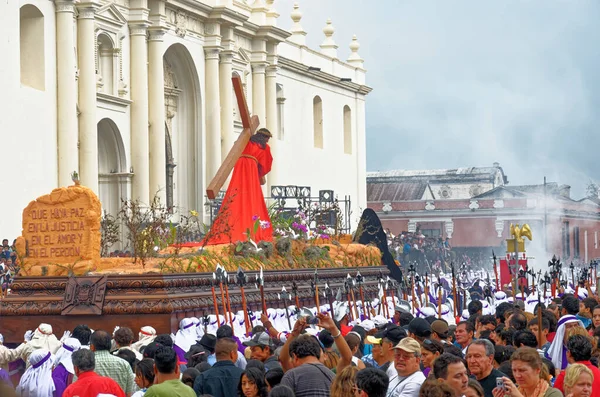 Procesión Del Viernes Santo Durante Semana Santa Antigua Guatemala Abril —  Fotos de Stock