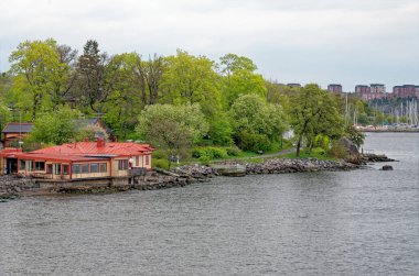 Baltık Denizi Manzarası - İsveç - 3 Şubat 2012 Stockholm Takımadası 'na yelken açın