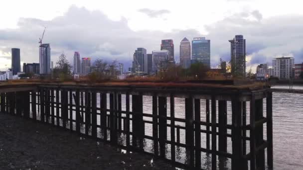 Widok Canary Wharf Canada Water Southbank Londyn Anglia Wielka Brytania — Wideo stockowe