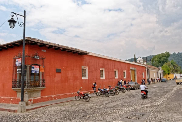 Morgongatans Scen Den Natursköna Centrala Staden Antigua Guatemala Sacatepequez Guatemala — Stockfoto