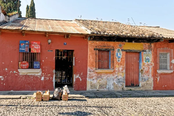 Antigua Guatemala Sacatepequez Guatemala Orta Amerika Sabah Sokak Sahnesi Mart — Stok fotoğraf