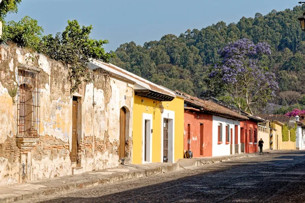 Morning Street Scene Scenic Central City Antigua Guatemala Sacatepequez Guatemala — Stock Photo, Image