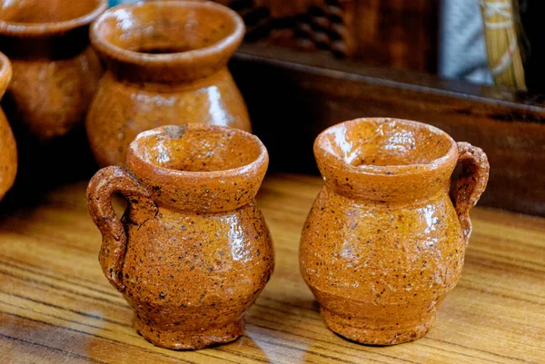 Typical Guatemalan Handmade Pottery Mugs Souvenirs Antigua Guatemala 24Th March Royalty Free Stock Photos