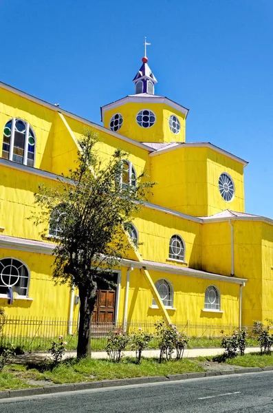 장로교인 카스트 샌프란시스코 대성당 Iglesia San Francisco Castro 칠로에 카스트로 — 스톡 사진