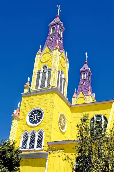 장로교인 카스트 샌프란시스코 대성당 Iglesia San Francisco Castro 칠로에 카스트로 — 스톡 사진