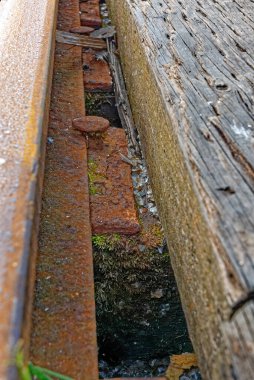 Astoria, Oregon, Amerika Birleşik Devletleri 'nde demiryolu detayı.