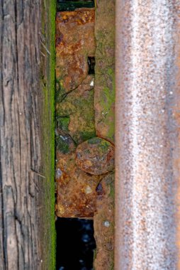 Astoria, Oregon, Amerika Birleşik Devletleri 'nde demiryolu detayı.