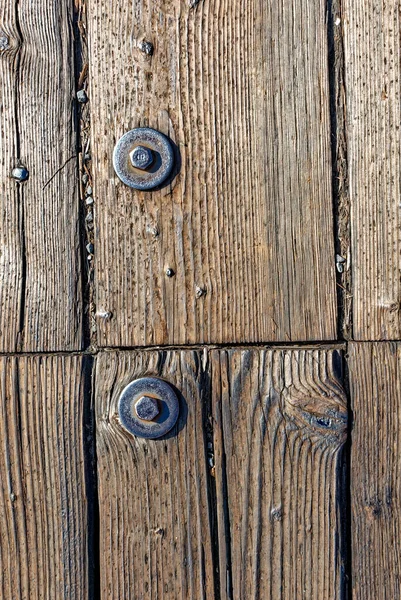 Antiguo Perno Madera Oxidada Dentro Piso Madera Que Solía Ser —  Fotos de Stock