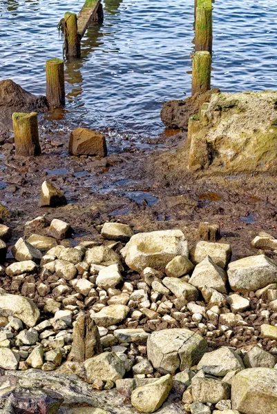 Vista Das Ruínas Antigo Cais Rio Columbia Astoria Oregon — Fotografia de Stock