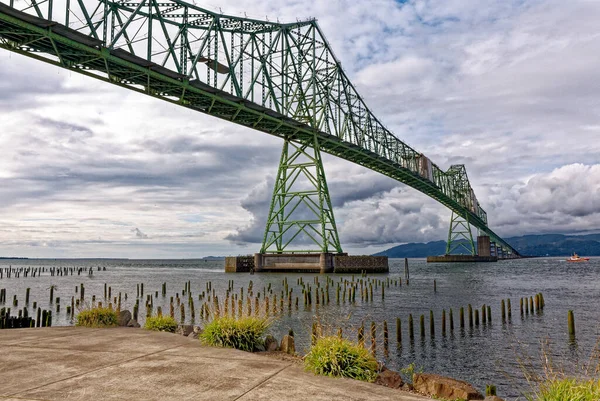 Ponte Astoria Megler Columbia River Piloni Legno Astoria Oregon Usa — Foto Stock