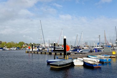 The Quay, Lymington Town, Hampshire, England, United Kingdom. Lymington marina and ferry terminal in Hampshire UK - 20th of May 2021