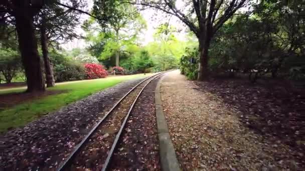 英国汉普郡的埃斯伯里花园铁路 全长1 25英里 环绕这些壮观花园的北部 — 图库视频影像