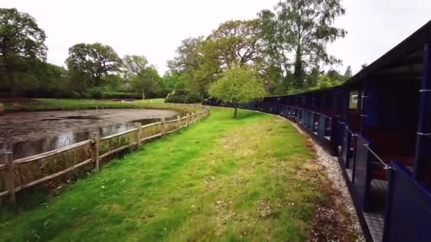 Exbury Gardens Railway Que Recorre Millas Alrededor Parte Norte Estos — Vídeos de Stock